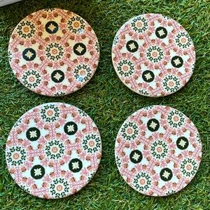 Chic and Tonic set of 4 round coasters 4in/10cm Moroccan/floral print